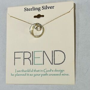 Sterling Silver NWT Friendship  Necklace with Interlocking Circles.